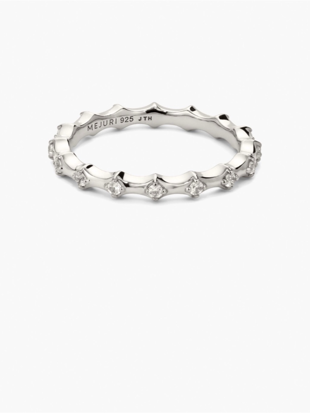 NWT Mejuri // Charlotte Crest Stacker Ring -  925 Silver and White Sapphire